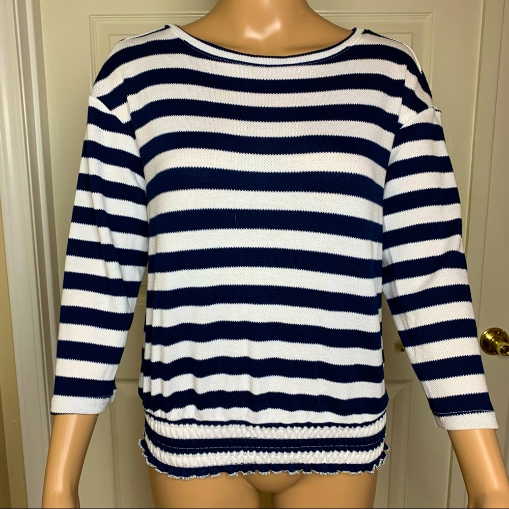 St. John's Bay Striped Elastic Waist Top Sz PS